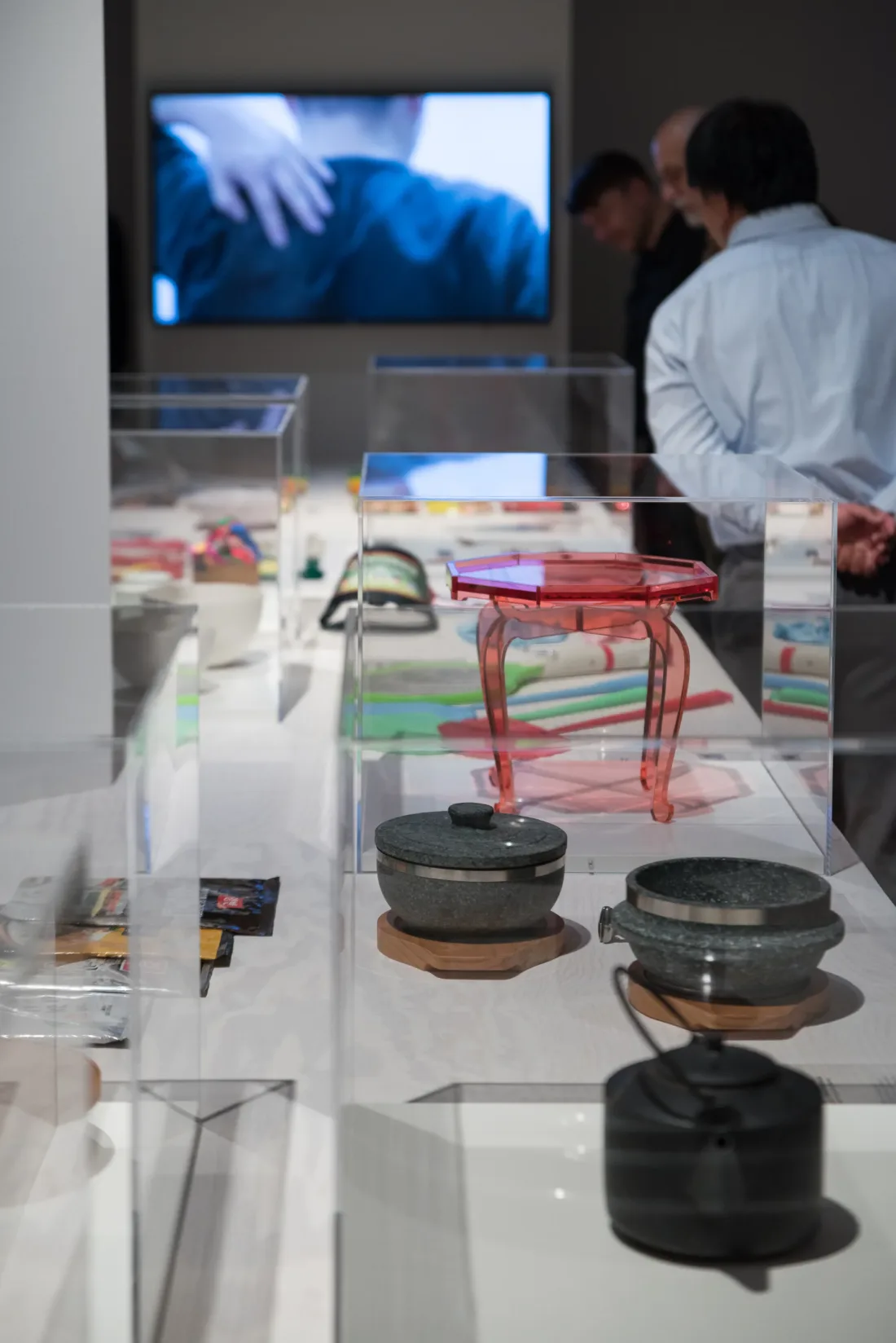 View of the exhibition, showcases, visitors