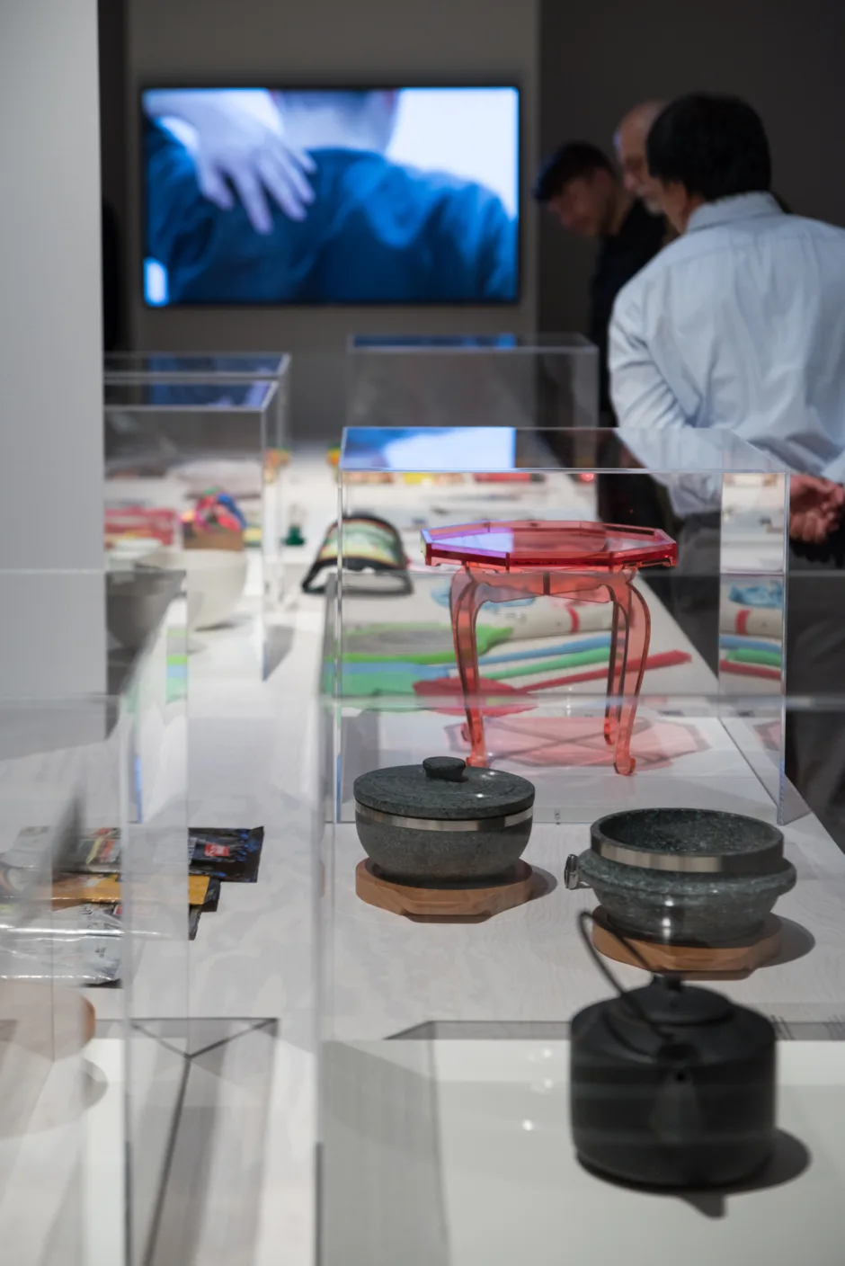 View of the exhibition, showcases, visitors