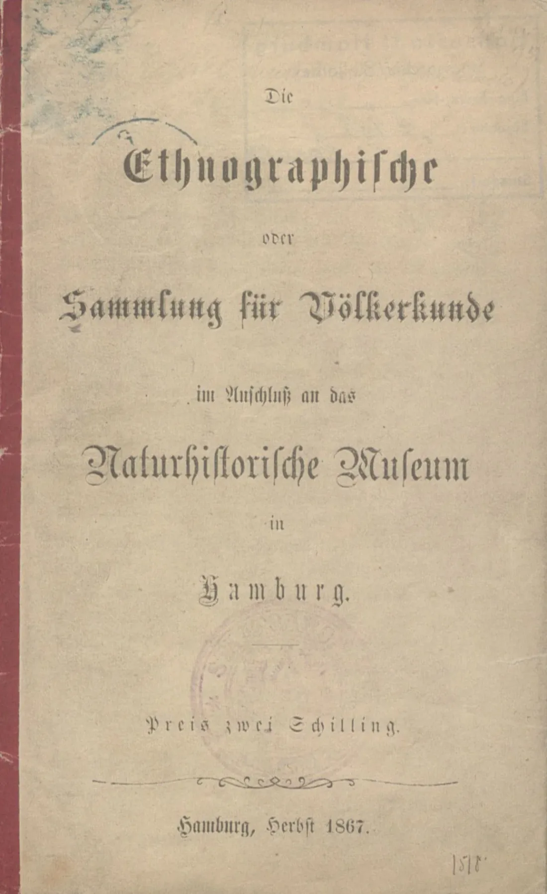 Ansicht des historischen Sammlungsverzeichnisses, Titelblatt