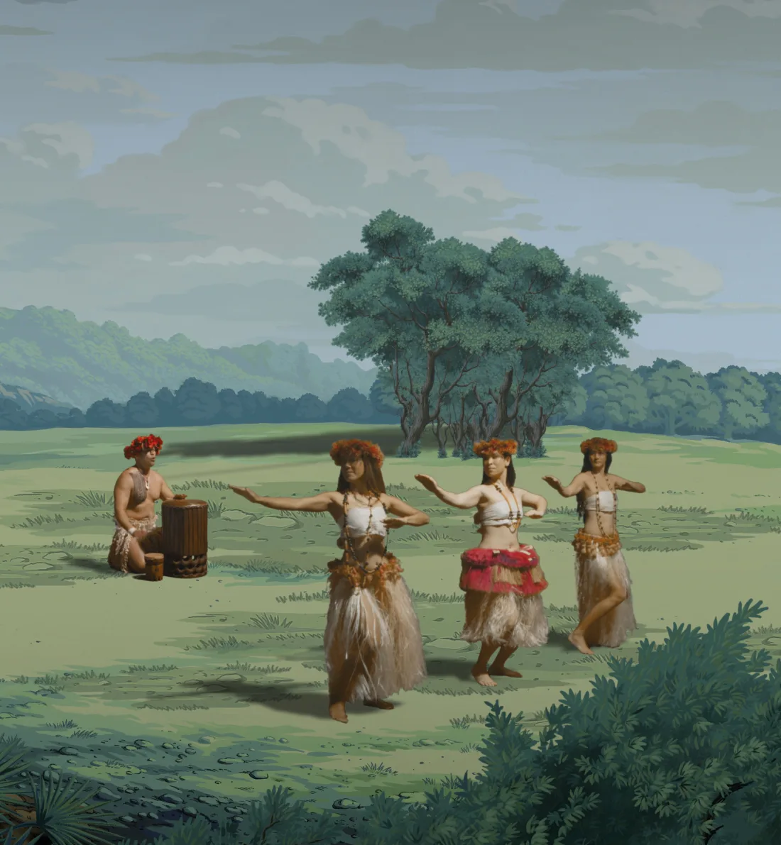 Ausschnitt, Videoinstallation von Lisa Reihana, In Pursuit of Venus [infected], 2015–17, Farbe, Ton, mehrere Personen, Ufer, See