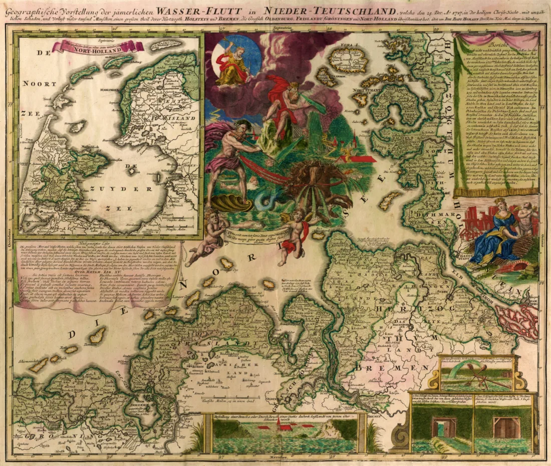 Lower Germany, 1717, publisher Johann Baptist Homann,  Germany after 1718